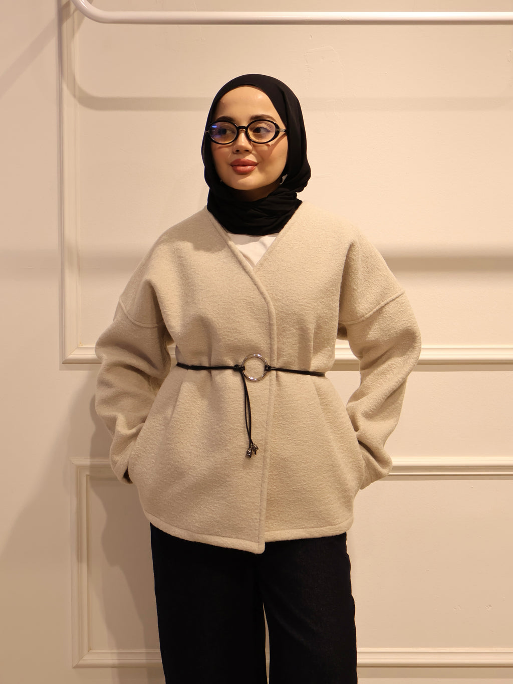 Kemerli Kısa Kaşe Ceket