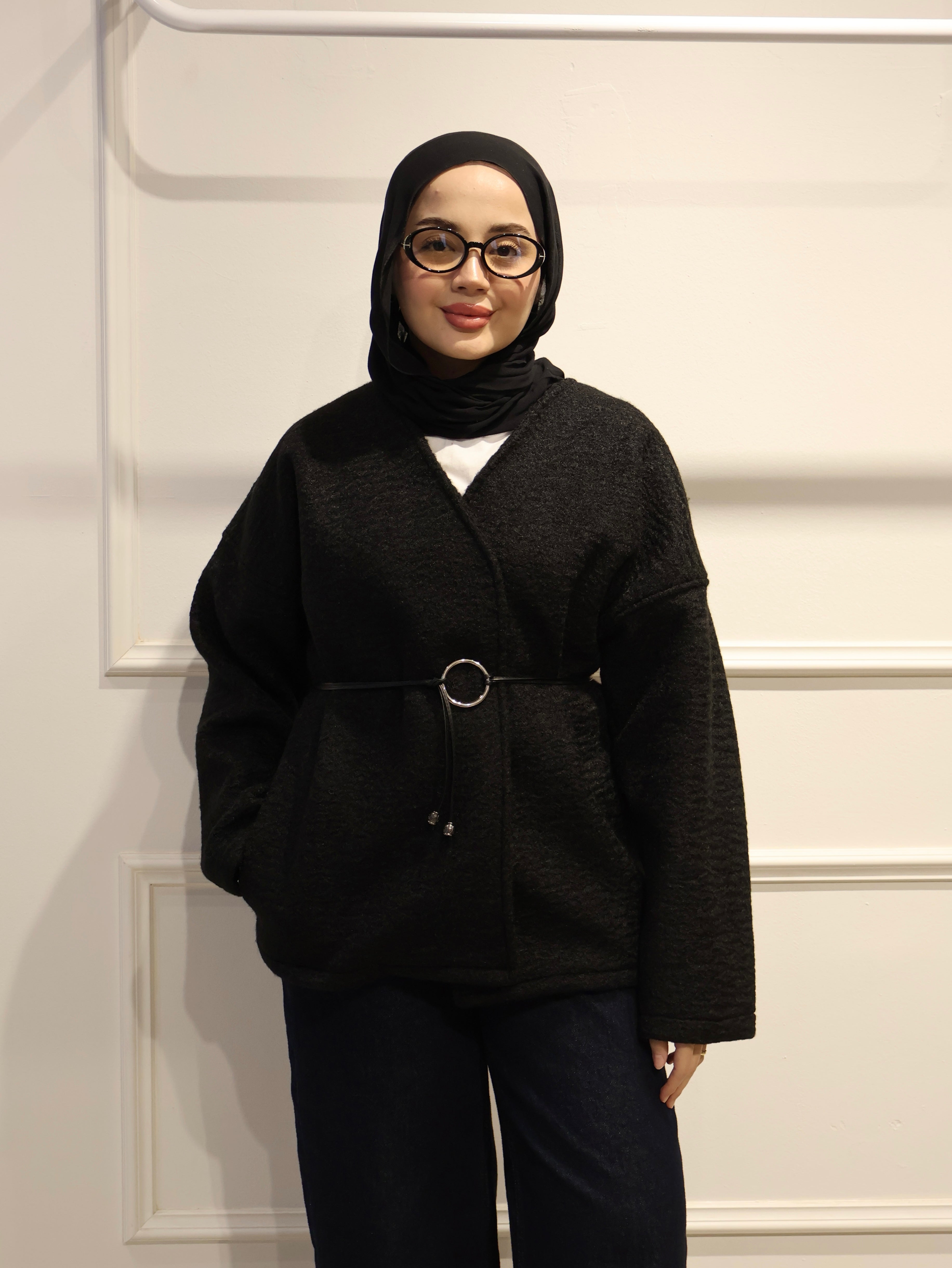 Kemerli Kısa Kaşe Ceket