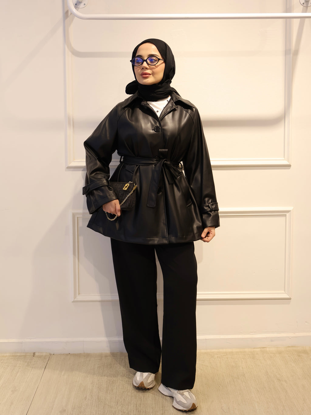 Deri Kısa Trençkot