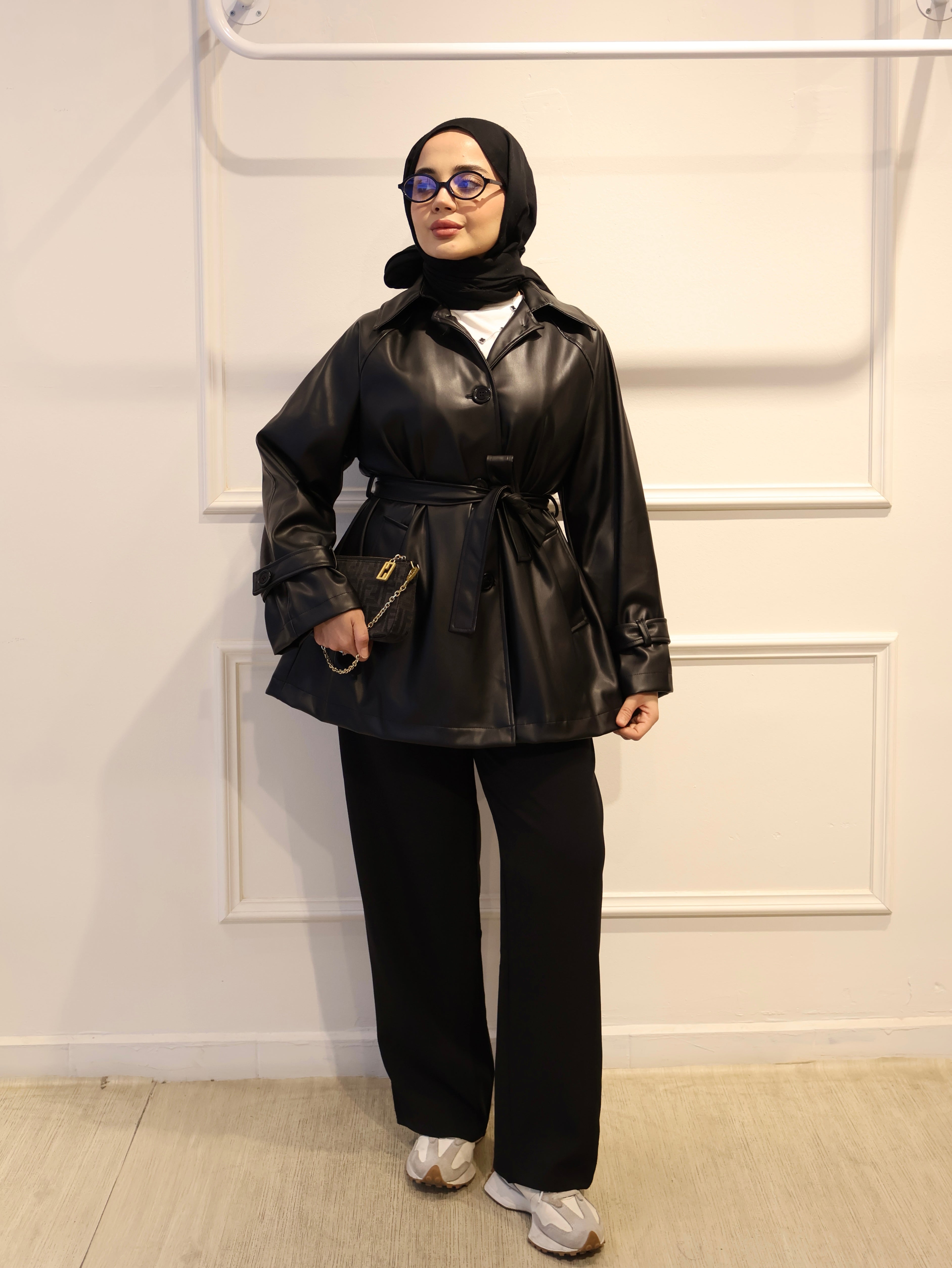 Deri Kısa Trençkot