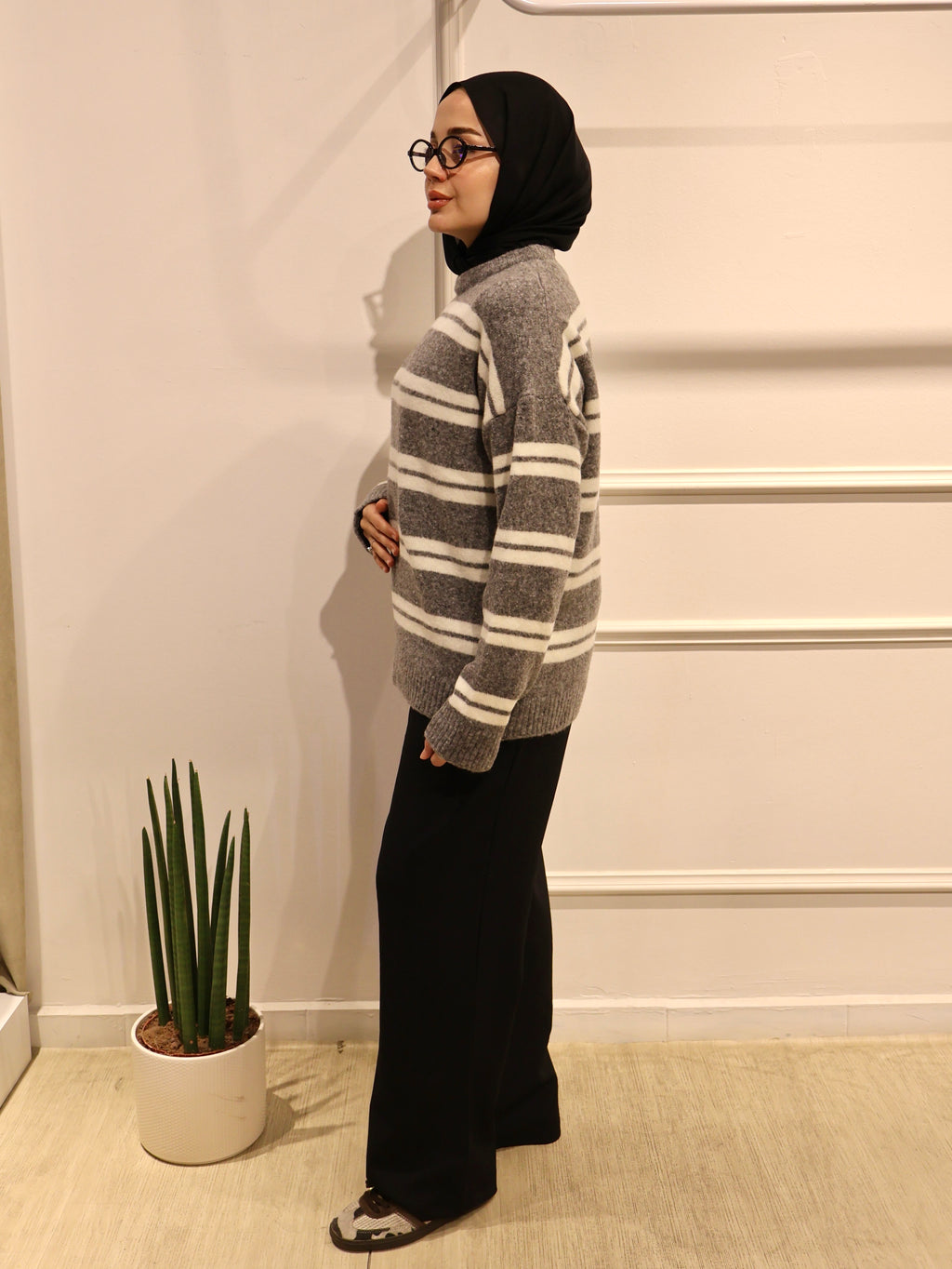 Çizgili Triko Kazak