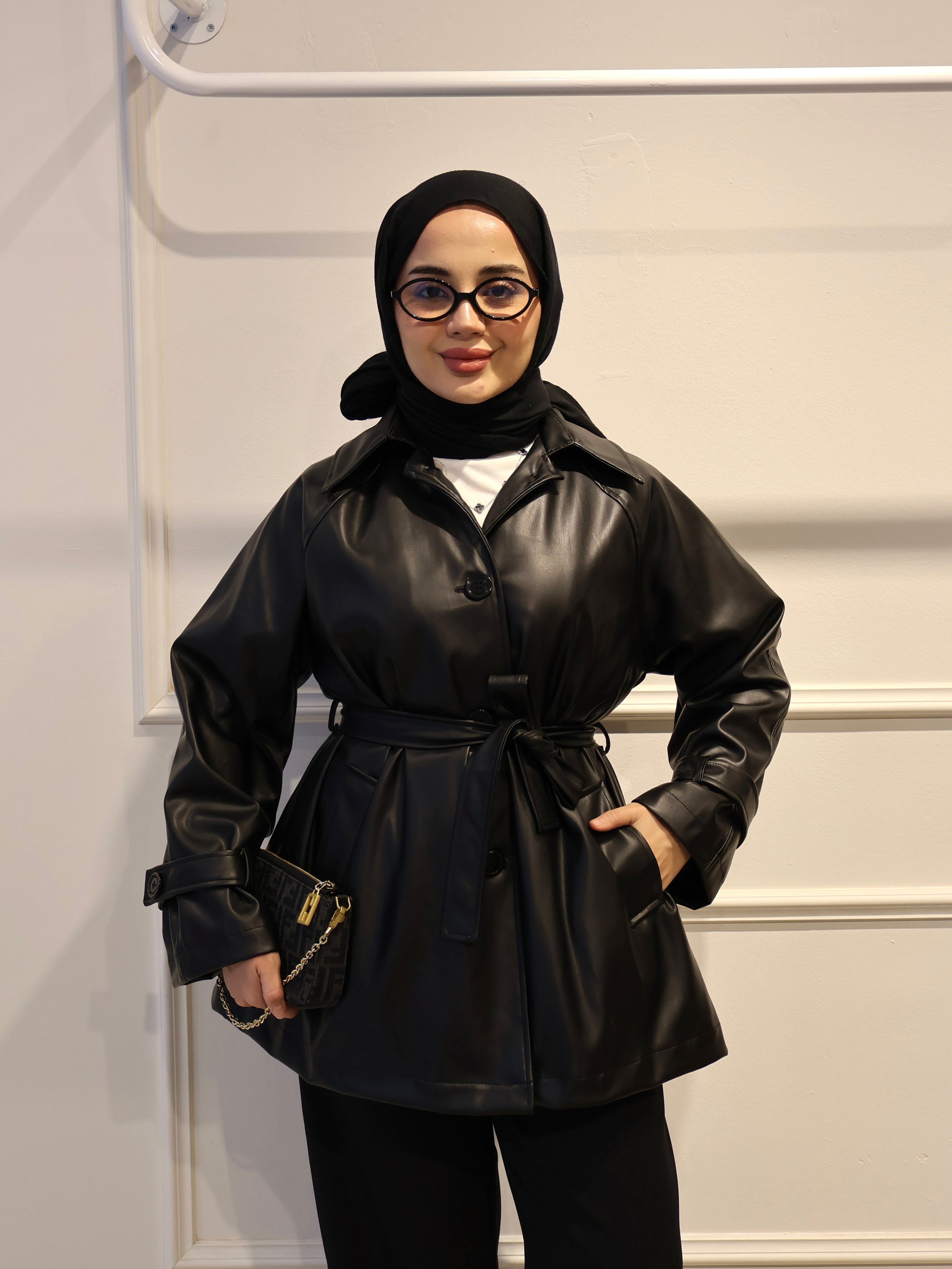 Deri Kısa Trençkot