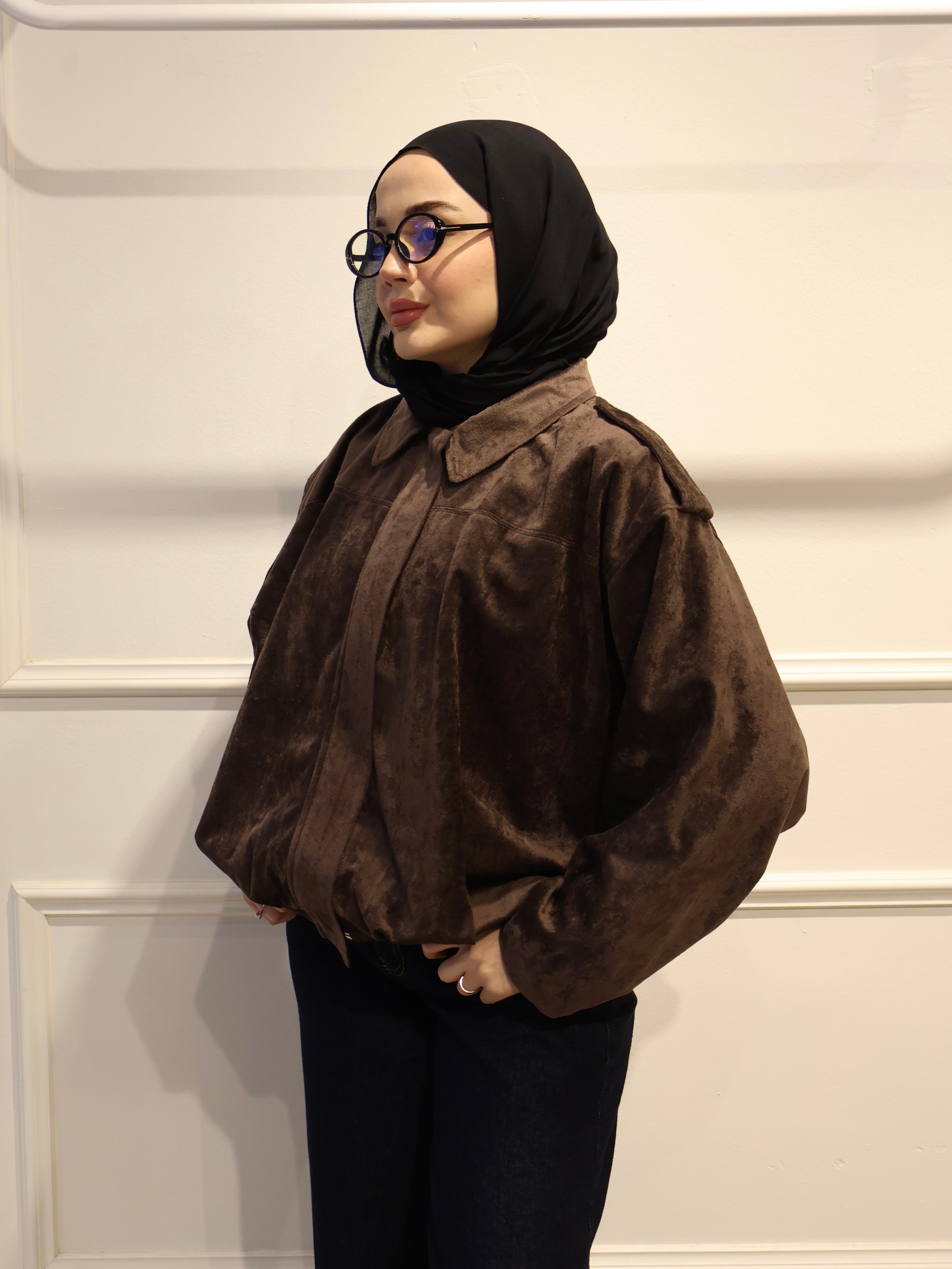 Kadife Süet Bomber Ceket