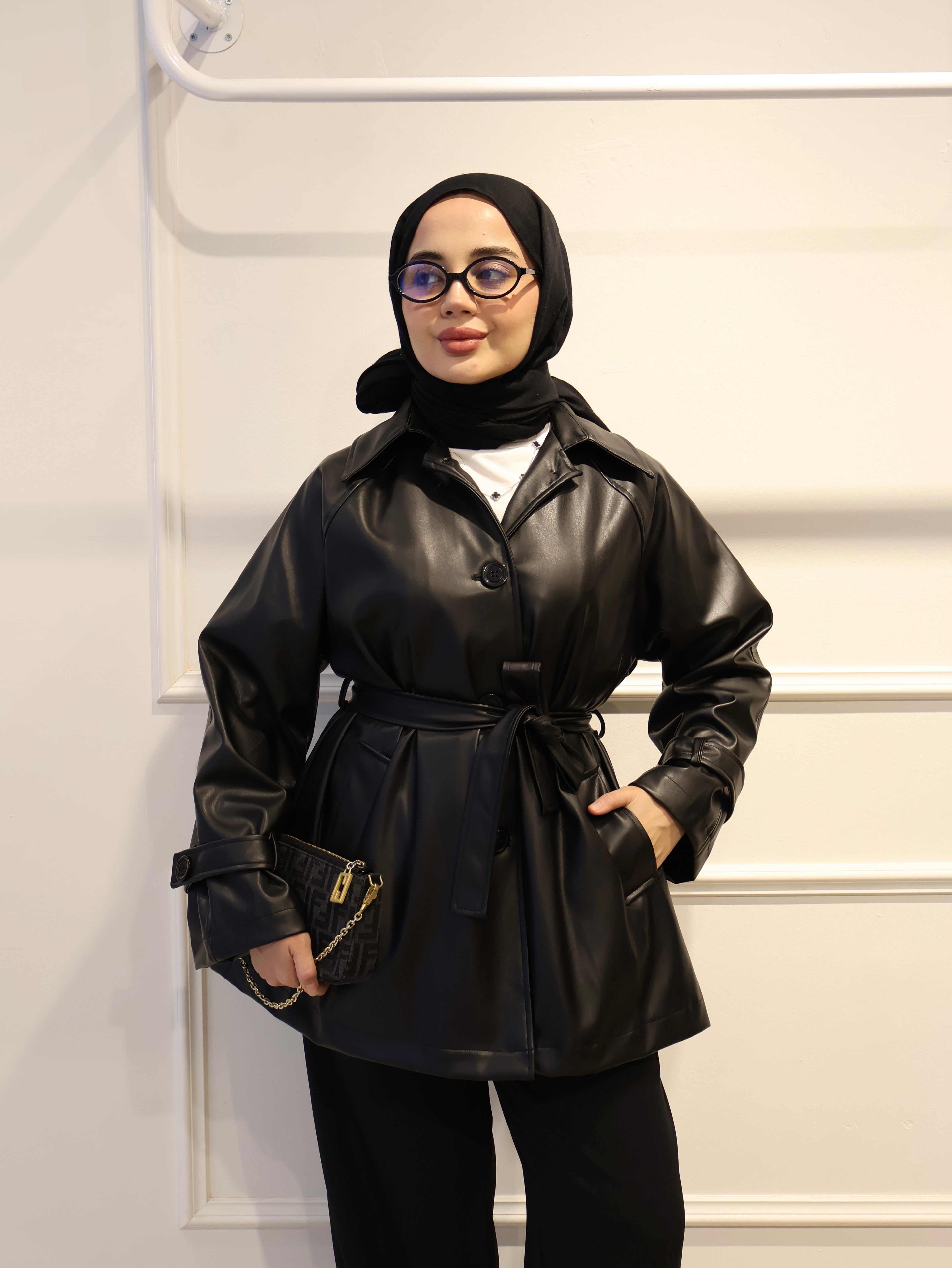 Deri Kısa Trençkot