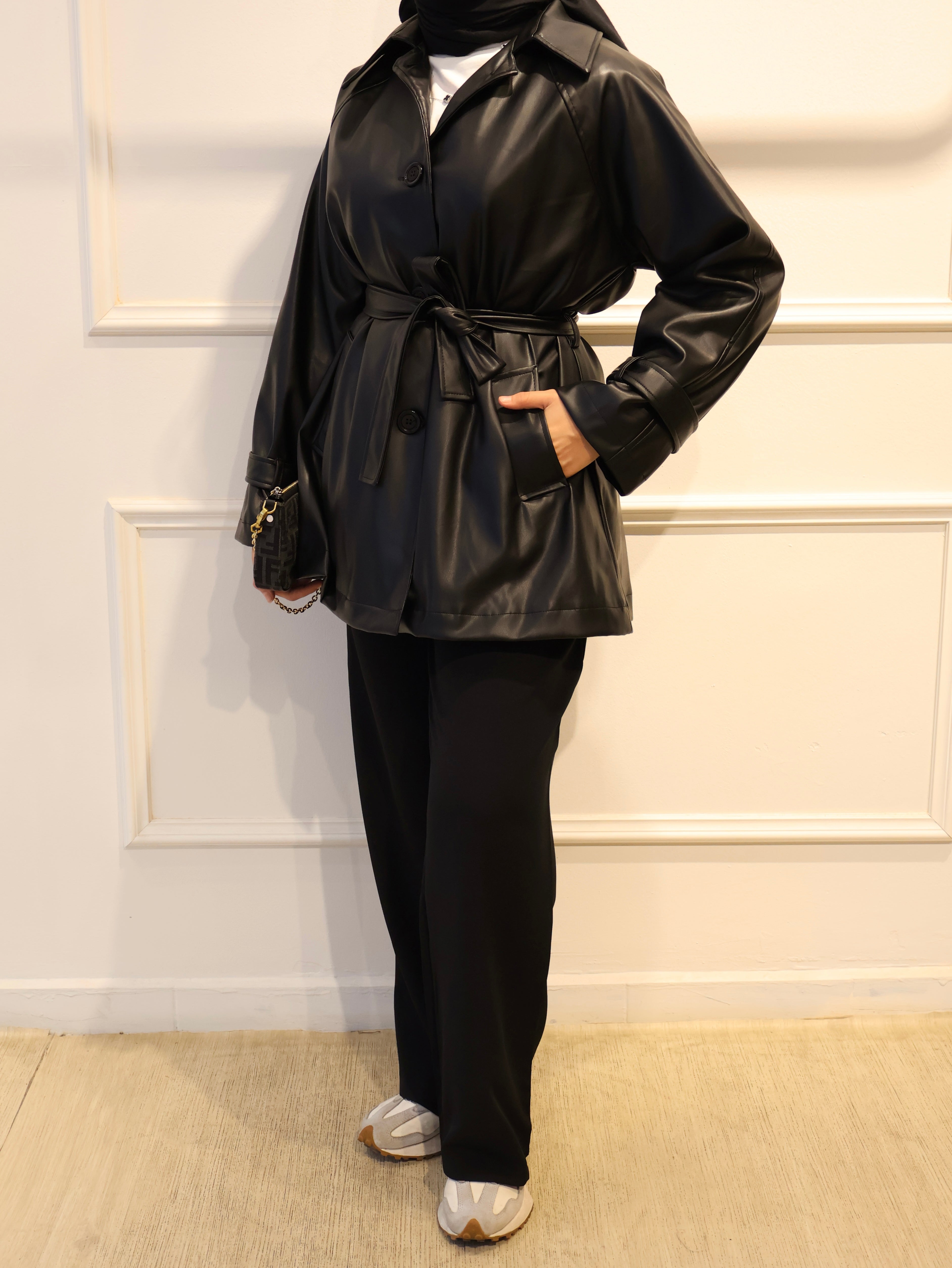 Deri Kısa Trençkot