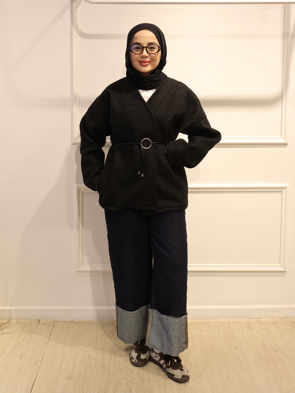 Kemerli Kısa Kaşe Ceket