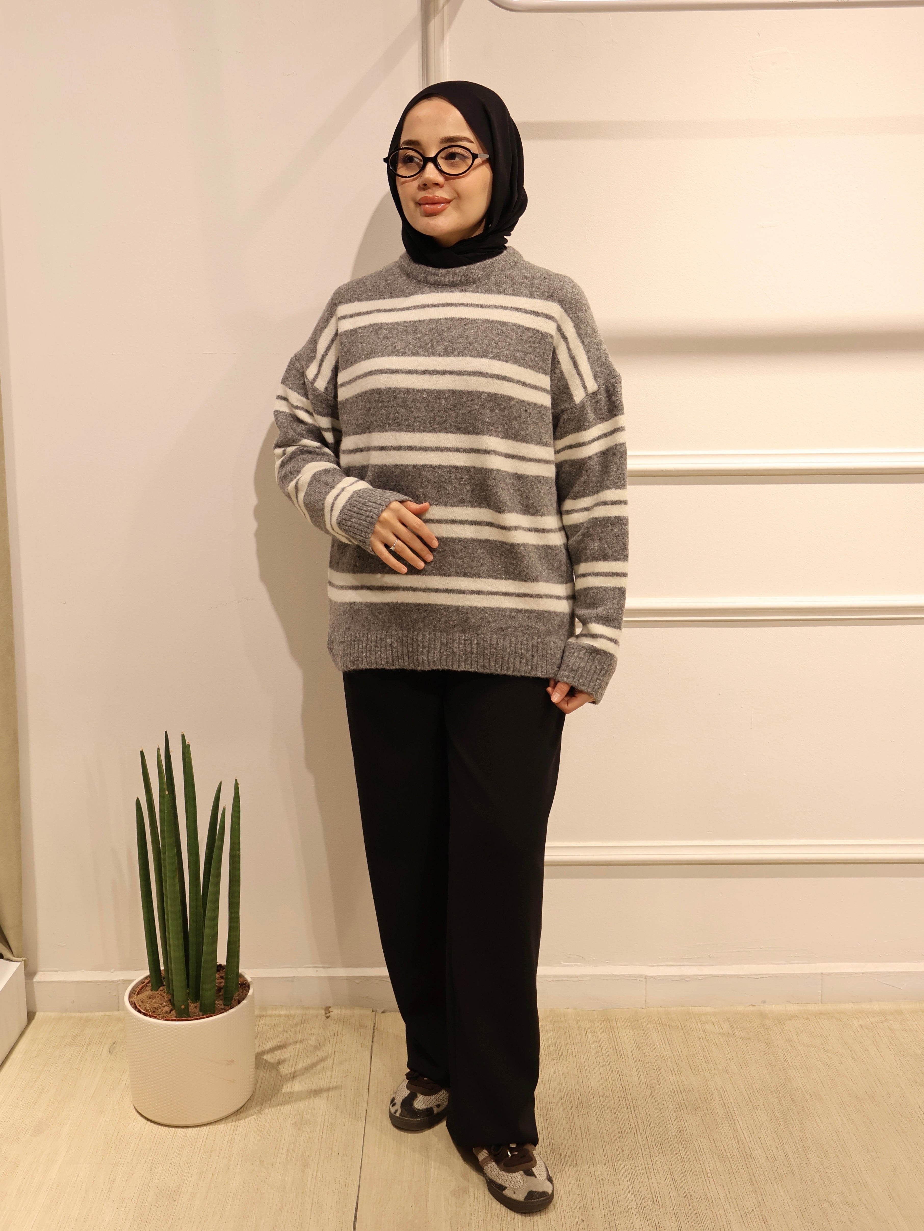 Çizgili Triko Kazak